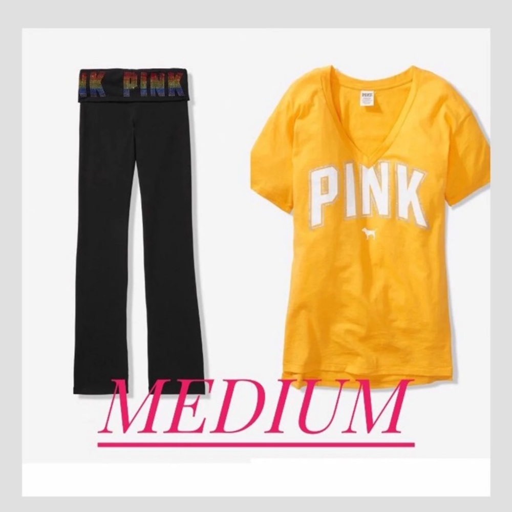 VS Pink Bling flare Legging and tee